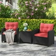 thumbnail image 1 of Costway 3 PCS Patio Furniture Set with Tempered Glass Coffee Table Washable Cushions Red, 1 of 10