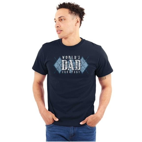 World's Greatest Dad Argyle Fathers Men's Graphic T Shirt Tees Brisco Brands X