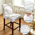 thumbnail image 4 of White Golden Marble Bar Stool Cover Set of 4, Modern Abstract Art Marble Crack Stretch Bar Chair Cover, Removable Washable Pub Counter Stool Chair Slipcover for Kitchen Dining Room Pub Cafe, 4 of 9
