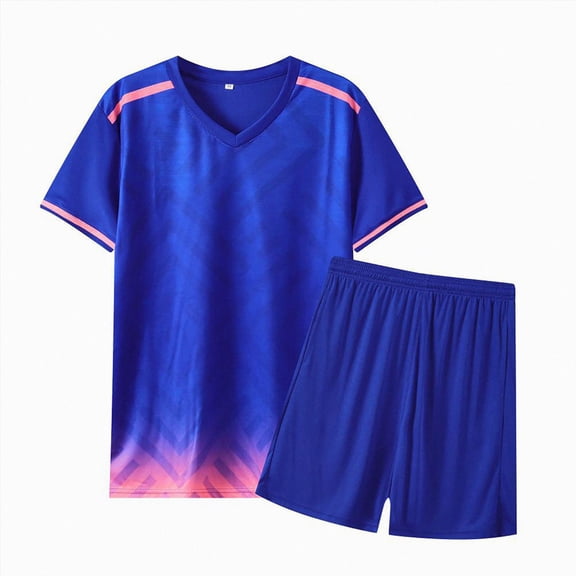 Tween Boy 11-13T Athletic Outfits Quick Drying Sports Short Sleeve Tee & Shorts Set 2Pc Football Gibobby,13-14 Years,Blue
