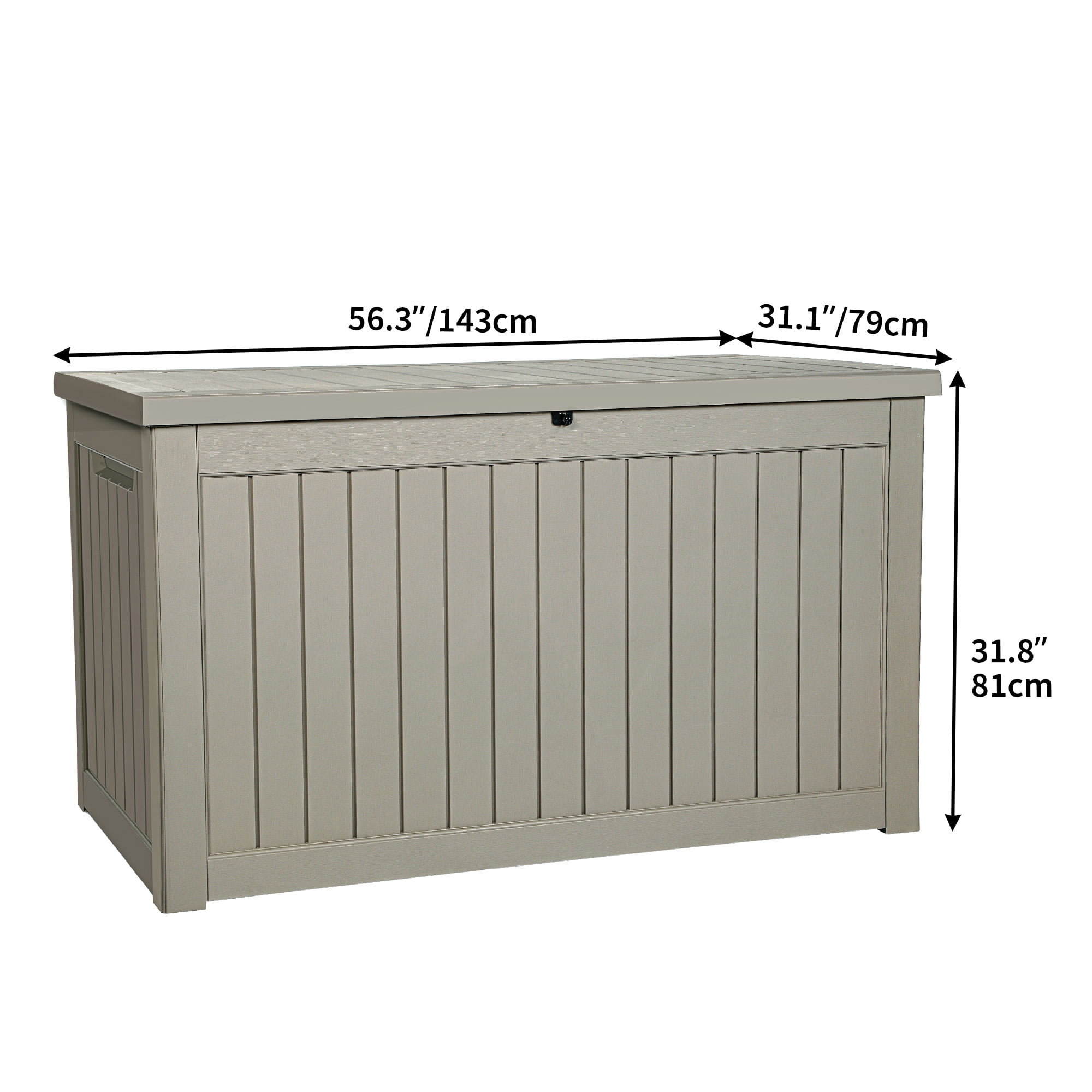 Dextrus 230 Gallon Outdoor Storage Deck Box for Patio Garden,  Weatherproof, Secure Locking (Taupe)