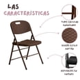 thumbnail image 5 of Set 10 Sillas Plegables Reforzadas 120kg Acero Polietileno Comedor Hogar Eventos Color Café Ratán., 5 of 5