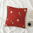 thumbnail image 4 of LNWH Decorative Pillow Covers, Red Japanese Flower Square Sofa Decorative Knit Pillow Case, 22"x22", 4 of 8