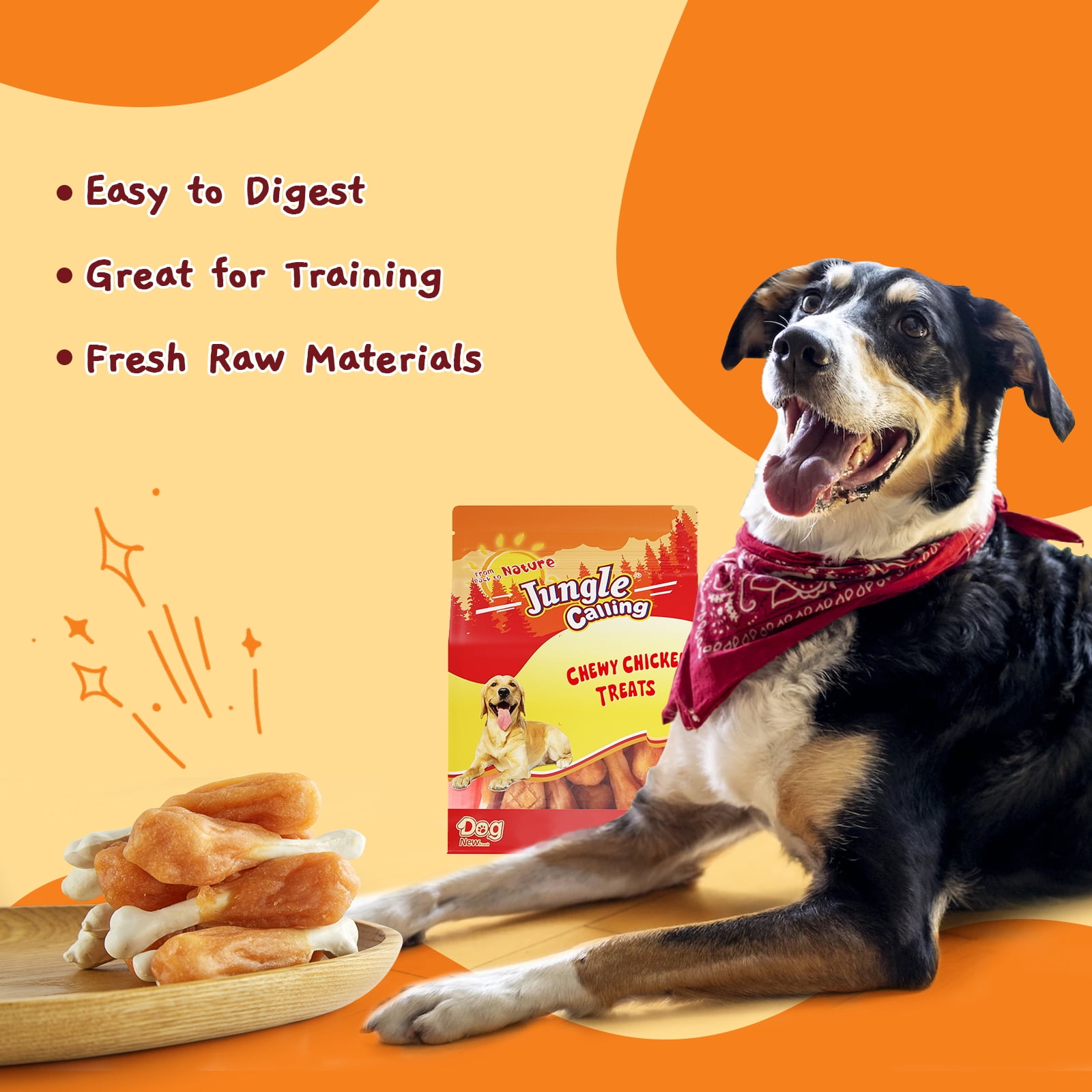 (2 pack) Jungle Calling Chicken Calcium Bone Dog Treats, 14-oz bag