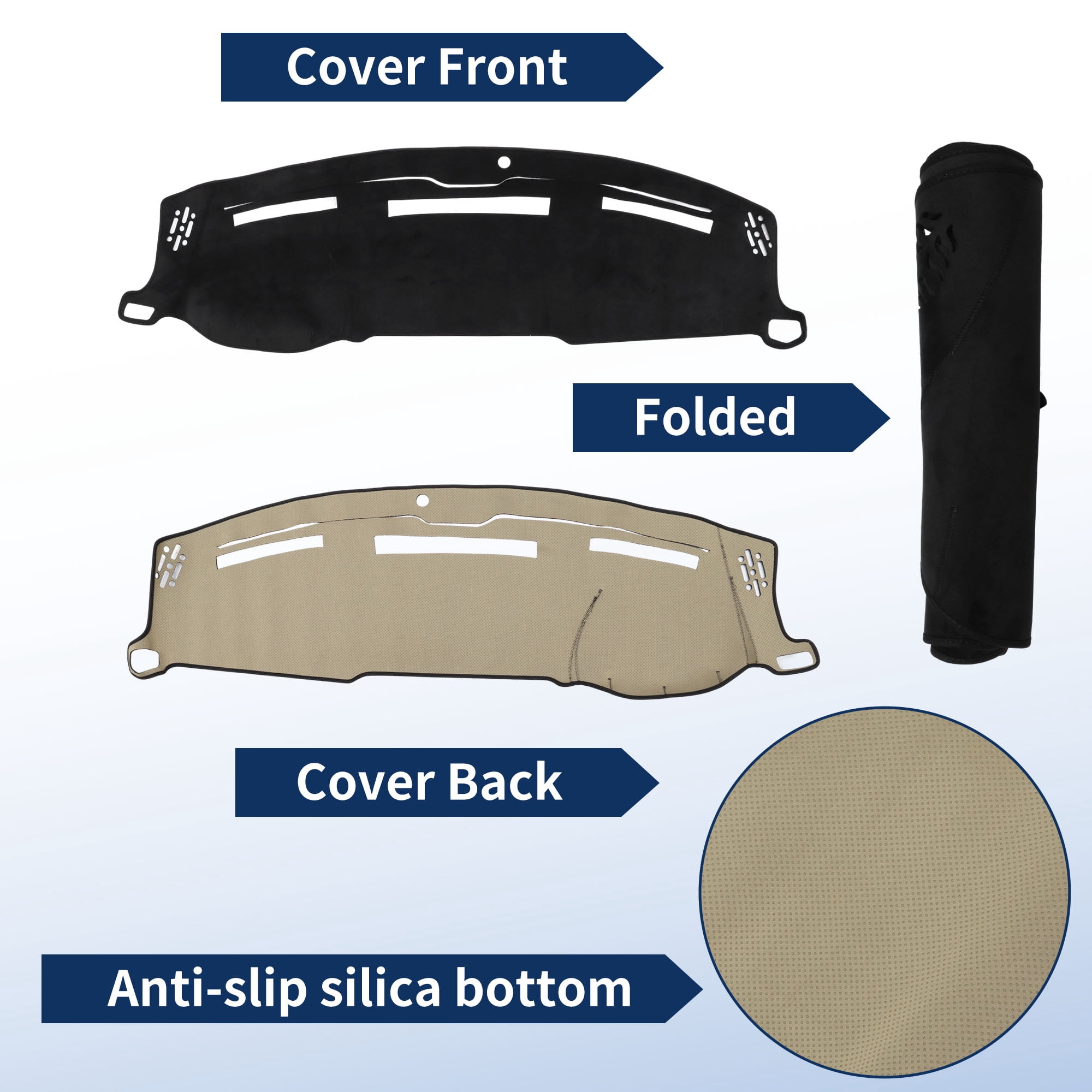Unique Bargains Dash Cover for Ram 1500 2010-2018 for Ram 2500 2010-2018 Without HUD Dashboard Cover Car Interior Anti-Slip/Anti Dust Flannel Black 1 set