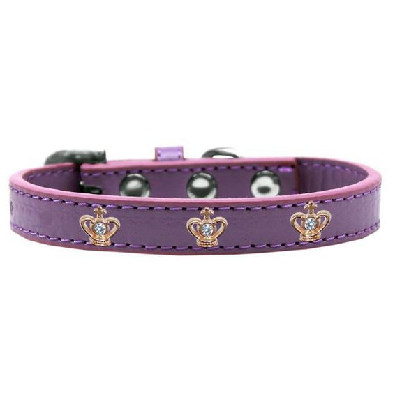 Mirage Pet 631-5 LV12 Gold Crown Widget Dog Collar, Lavender - Size 12