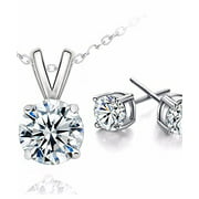 Earrings and Necklace Set with Cubic Zirconia Crystals