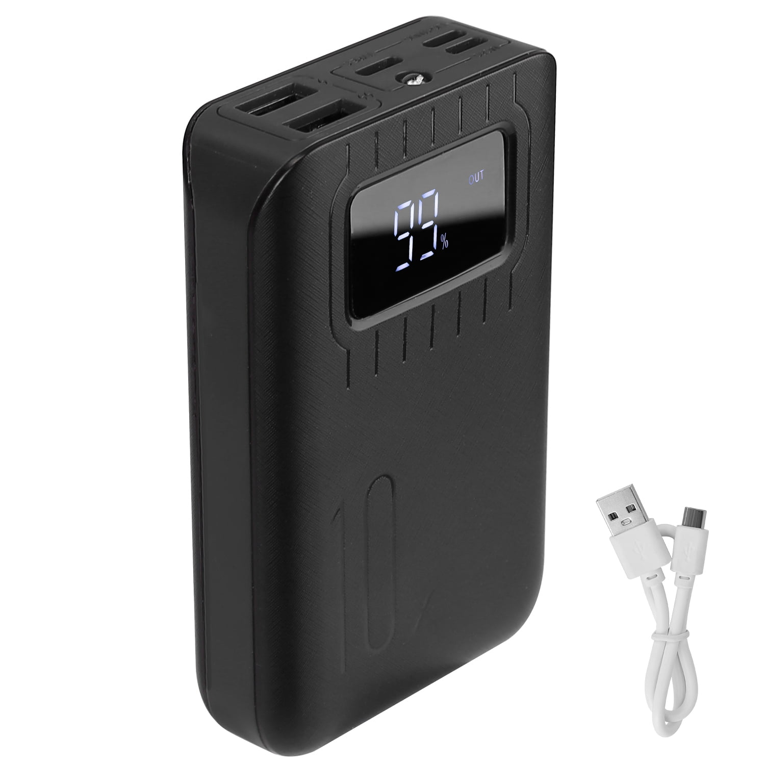 PowerMaster 10000mAh Portable Power Bank External Battery Pack Charger Dual  USB Charge Ports with LCD Display Flashlight Type C Micro USB Lightning  Input Ports Black - Walmart.com