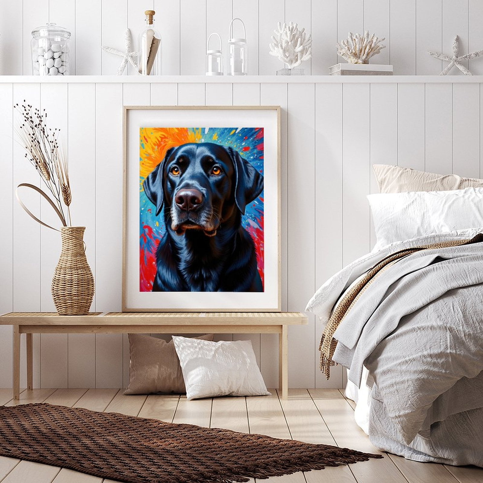 Diamond Art Kits for Adults - 5d Black Lab Vibrant Abstract Background Diamond Painting for Adults, Diamond Art for Adults Beginners, Diamond Painting Kits for Adults for Home Wall Decor