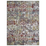 Rugsotic Carpets Machine Made Heatset Polypropylene Area Rugs - 4X6, Rectangle Shape, Multicolor Color, Contemporary Modern Design, High Pile Machine Made Area Rugs For Living Room (M00047)