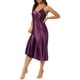 thumbnail image 4 of INSPIRAR CHIC Camisones de Satén para Mujeres con Escote en V y Tirantes de Espagueti, Pijamas de Lounge, Vestido Largo de Seda Color Púrpura, 4 of 6