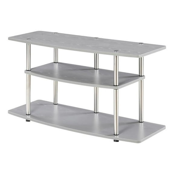 Pemberly Row Easy Assembly 24" 3 Tier Wide TV Stand Entertainment Console in Gray