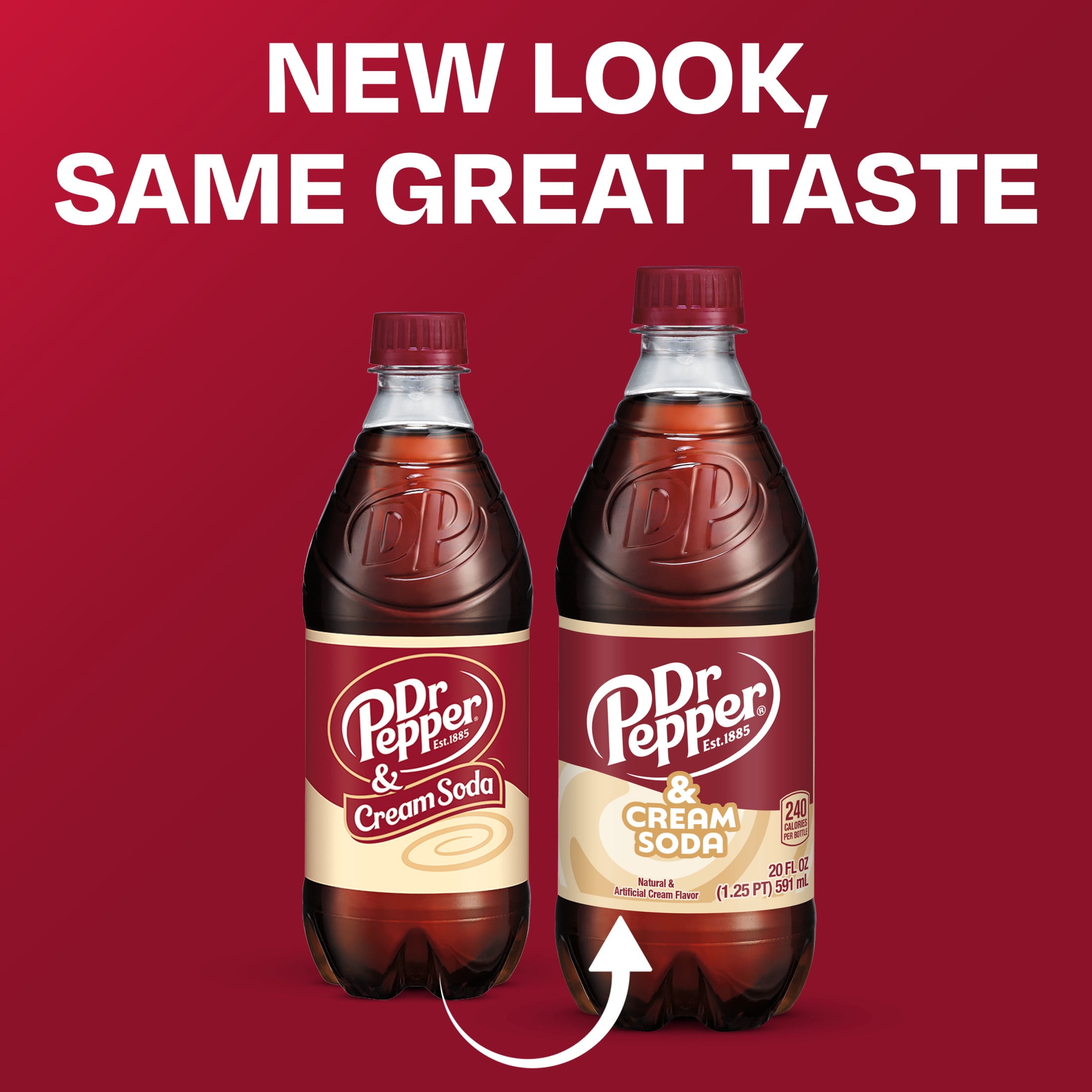 (5 pack) Dr Pepper & Cream Soda Pop, 20 fl oz, Bottle