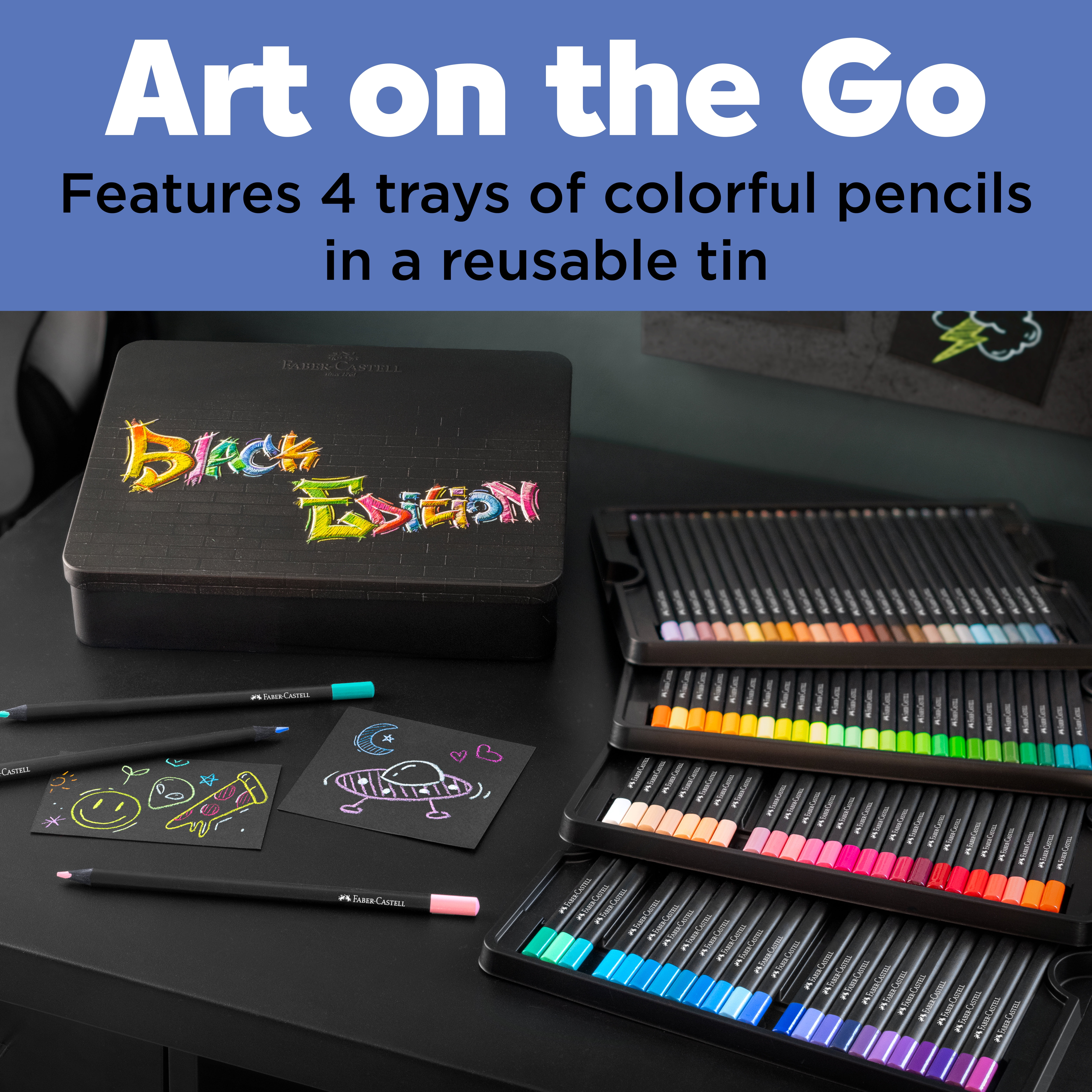 Faber-Castell Black Edition - Soft Core Color Pencils Spring Craft Supplies: 100 Count Tin