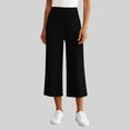 thumbnail image 3 of AHTJRT Women's Cropped Pants Straight Wide Leg Pants High Stretch Waist Capris Summer Lightweight Yoga Dance Workout Trousers Slack Pants Black XXL, 3 of 7