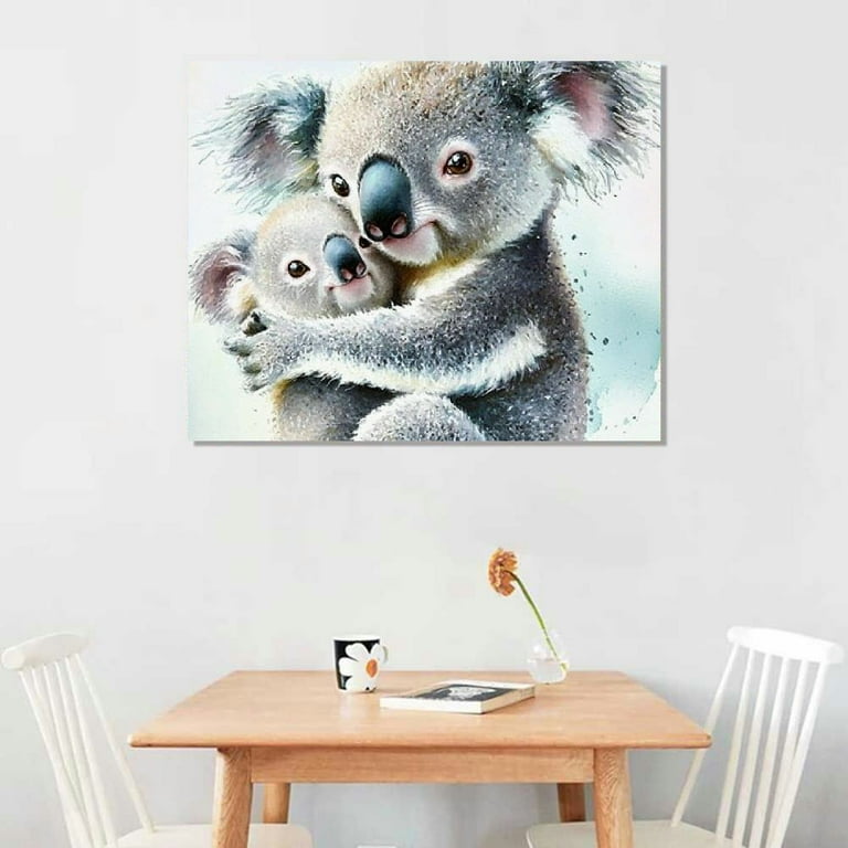 Patifu koala Mom and baby Animals. Watercolor Art Print, playroom