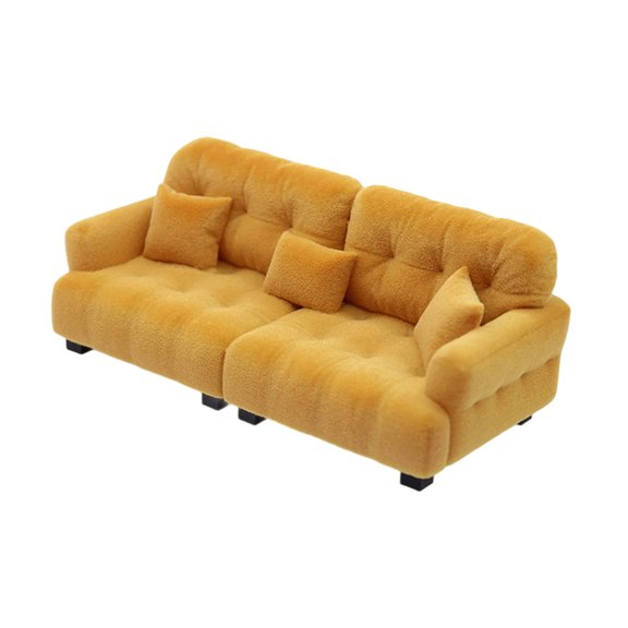 Miniature Living Room Sofa Couch Model Detailed Flocking Doll Furniture 1/12 Scale Model For Collector