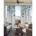 thumbnail image 3 of Teal Blue Leaves Blackout Curtains for Bedroom - 84 Inch Long Light Blocking 2 Panels Set, Summer Botanical Thermal Insulated Living Room Drapes Grommet Window Curtains 52"x84", 3 of 8