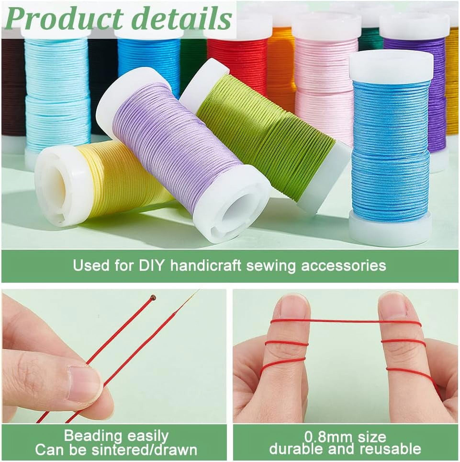 328 Yards Nylon Thread 0.8mm Beading String Cord Chinese Knotting Cord Kumihimo Macrame Cord for Friendship Bracelet Christmas Jewelry Making