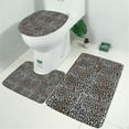 thumbnail image 2 of Black and Tan Leopard Print Bathroom Rugs Sets 3 Piece,Toilet Cover Set,Absorbent Non Slip Bathroom Mats Sets with U-Shaped Contour Rug Toilet Rug Set, 2 of 5