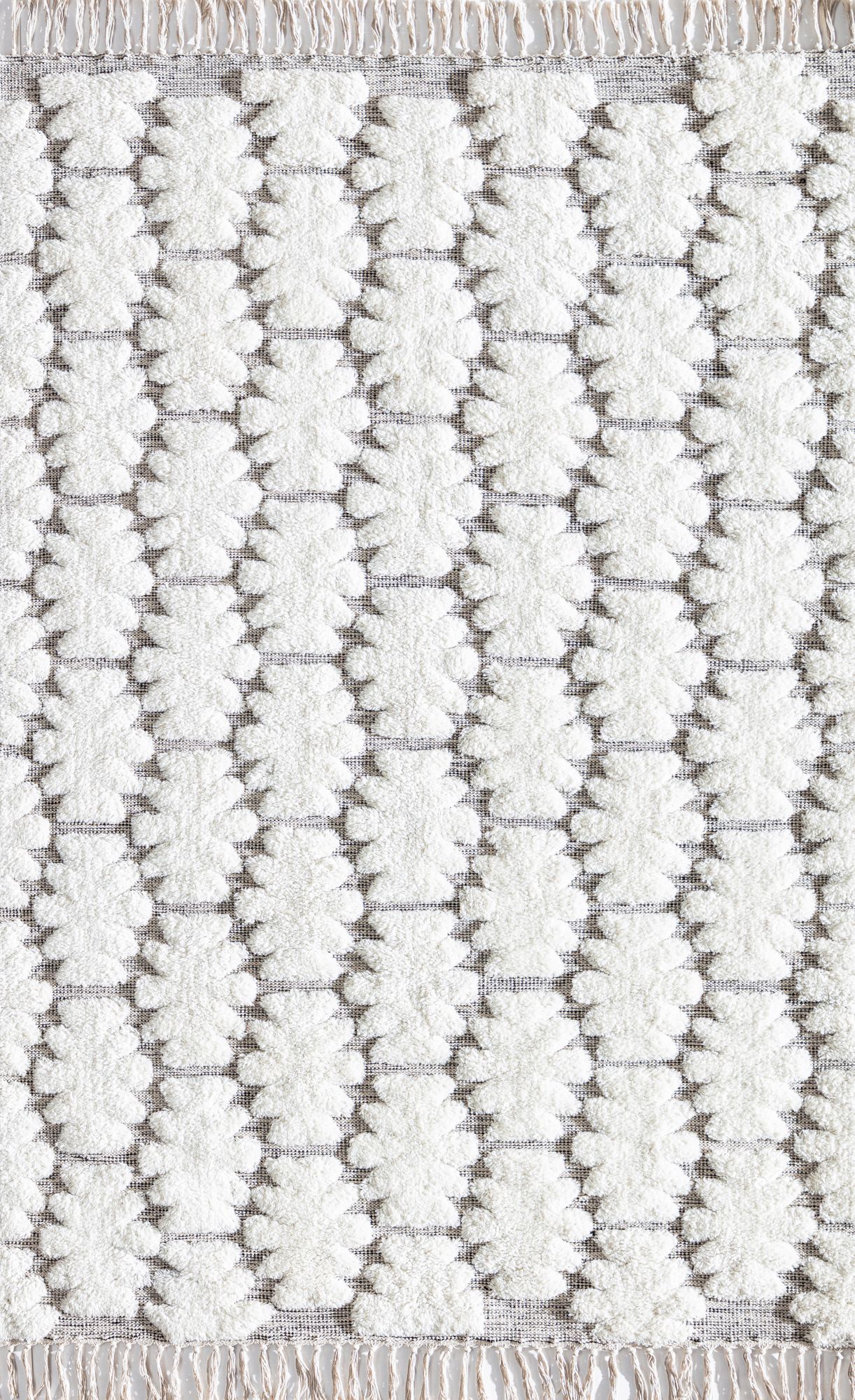 Rugs America Ivory Astra CR10A Textured/Trellis Bohemian White Area Rug, 8’0”x10’0”