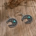 thumbnail image 3 of Eosunjian 1 Pair Women Dangle Earrings Ethnic Crescent Shape Retro Bohemian Style Faux Turquoise Stainless Alloy Ear Decoration Jewelry Long Hanging Earrings Blue, 3 of 9