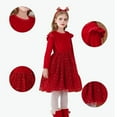 thumbnail image 6 of IVEYRTF Kids Long Sleeve Round Neck Glitter Dress Solid Color Party Performance Dress Winter Holiday Birthday Party Chiffon Mesh Skirt for Little Girls(Red,4-5 Years), 6 of 9