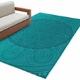 thumbnail image 2 of Teal Boho Area Rug 4x6 FT, Non Slip Kids Room Carpet, Farmhouse Abstract Geometric Aesthetic Art Washable Soft Floor Carpet Non-Shedding Throw Rug for Dorm Kitchen Study Room Home Office Bedside, 2 of 9