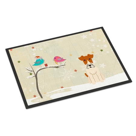 Carolines Treasures Christmas Presents between Friends Wire Fox Terrier Door Mat Indoor Rug or Outdoor Welcome Mat 24x36