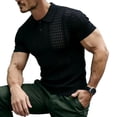 thumbnail image 3 of Men's Shirts, Casual Shirts for Men Collared Hollow Out Knit Shirts Summer Lightweight Breathable Slim Fit T-Shirts Black XXL, 3 of 4