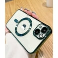 thumbnail image 2 of Case for iPhone 14 Plus Case Clear Magnetic Compatible with MagSafe Built-in Camera Lens Protector Soft Slim Shockproof Phone Case for iPhone 14 Plus 6.7" - Green, 2 of 12