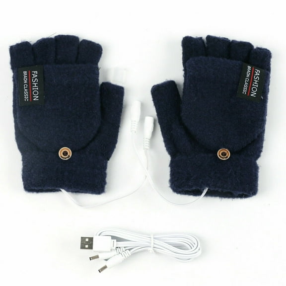 Morttic Unisex USB Heated Gloves Mitten Full & Half Finger-less Winter Warm Hands Laptop Gloves for Women Men Xmas Gifts