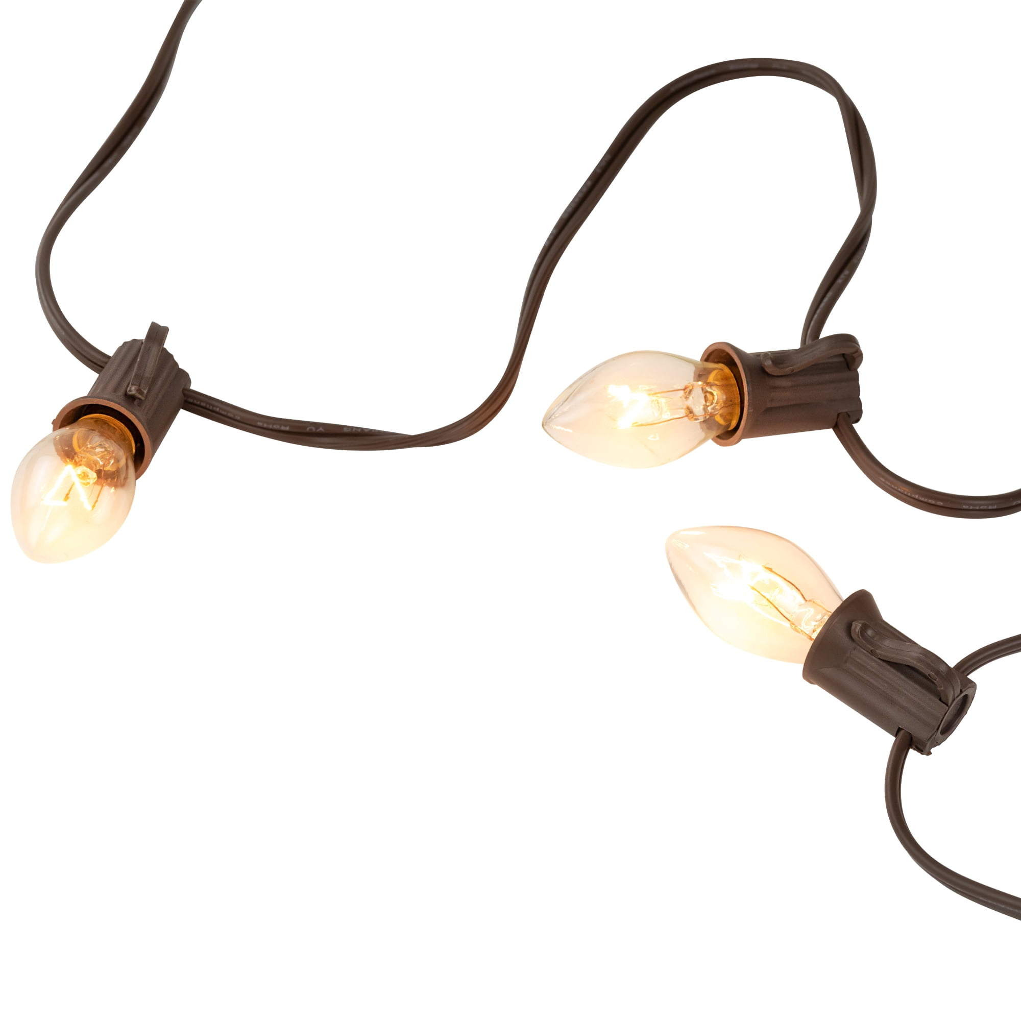 Northlight C7 Christmas String Lights - Clear - 24' Brown Wire - 25ct