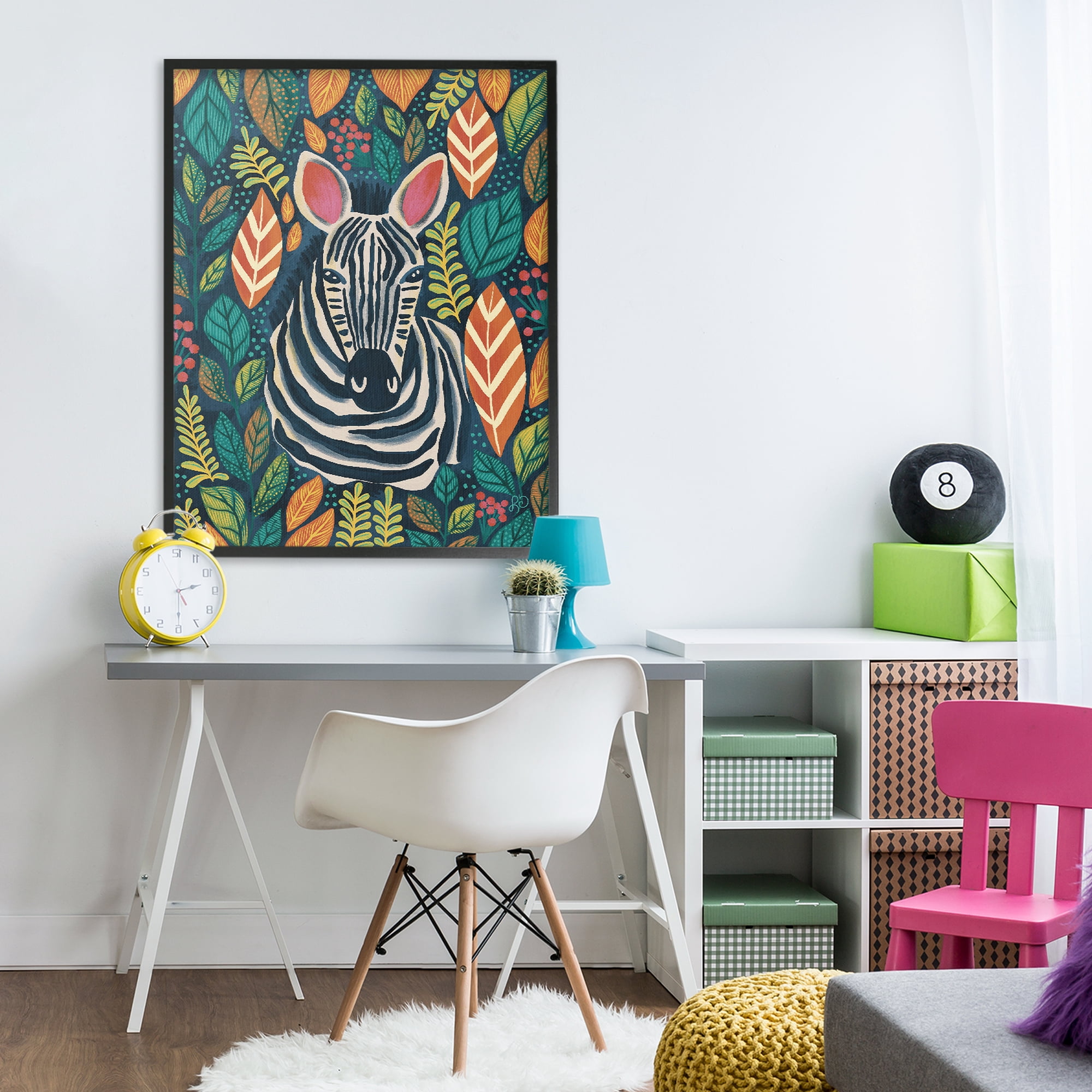 Stupell Industries Exotic Leaf Pattern Zebra Black Framed Giclee Art, design by Lisa R Dumm