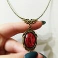 thumbnail image 3 of BQBQERT Red Charm Necklace Vintage Oval Pendant Necklace Fashion Jewelry Gothic Necklace Accessory for Women, 3 of 7