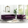 thumbnail image 2 of Inge Purple Velvet Sofa - Gold Nailhead Trim, Button Tufted, Metal Y-Legs, 2 of 9