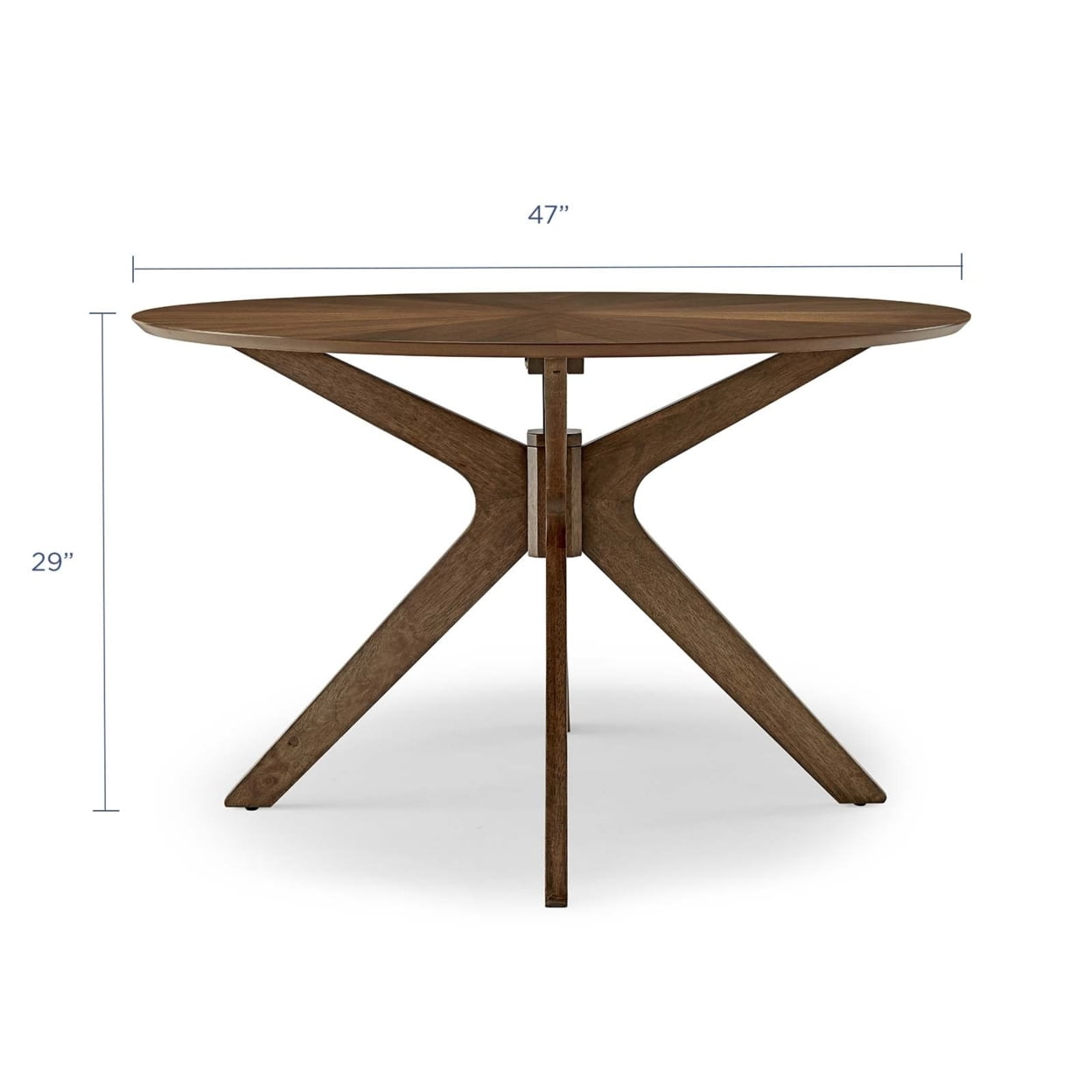 Modway Crossroads 47" Round Modern Wood Dining Table in Walnut