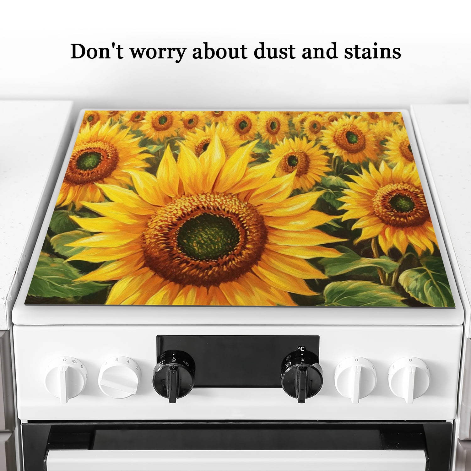 Glasstop Stove Covers, Ocean of Sunflowers Kitchen Decor Heat Resistant Stove Top Cover, Non-slip Washable Square Decoration Pad for Kitchen RV (28×20 Inch)