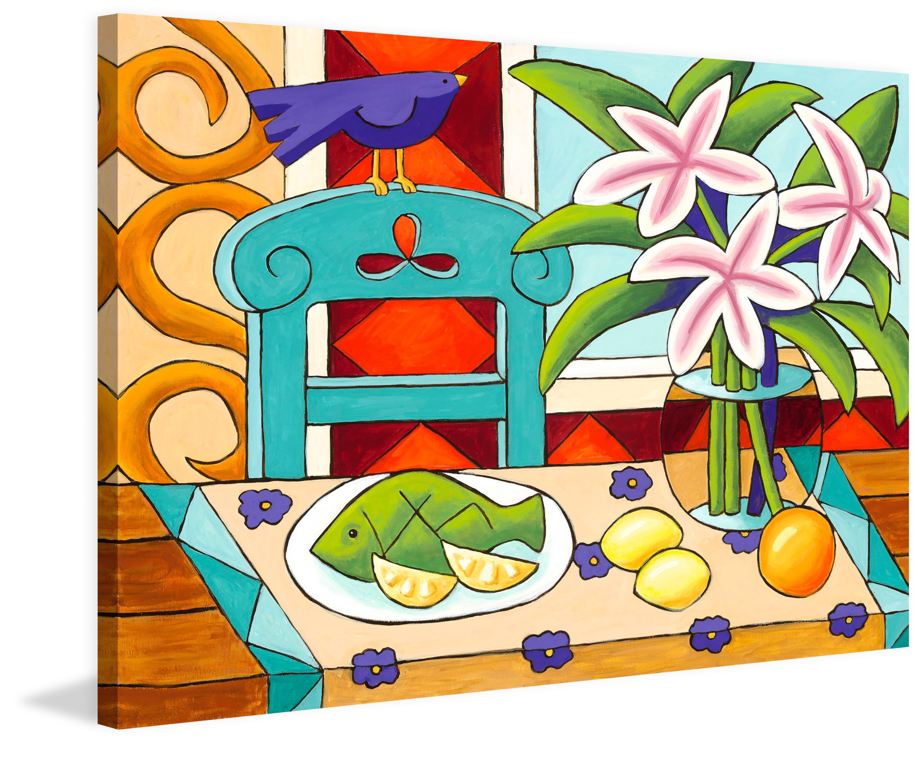 "Lillies on the Watch" Painting Print on Wrapped Canvas