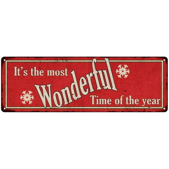 Wonderful Time of the Year Holiday Christmas Metal Sign 8x24 108240065006