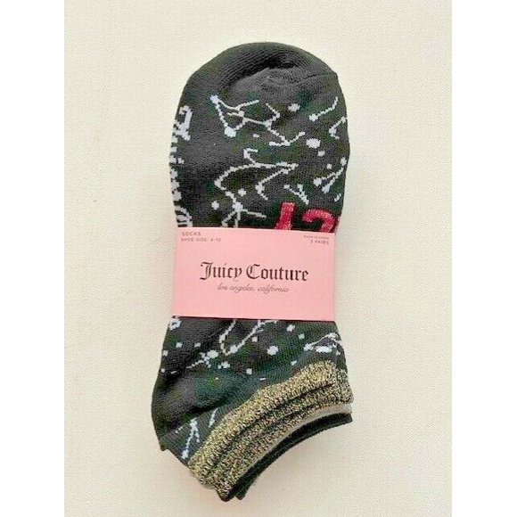 Juicy Couture Set of 5 Pair Pack Ankle Socks Stars Print