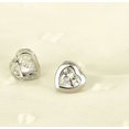 thumbnail image 5 of Par de aretes de corazón de cristal - Cobre chapado en oro blanco Z, 5 of 5