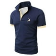 thumbnail image 2 of Mens Polo Shirt Summer Golf Short Sleeve Button Up Collared Business Tops Comfortable Work Slim Fit Stretchy T Shirts for Man Navy2 XXL, 2 of 4