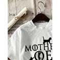 thumbnail image 2 of Women's 100% Cotton Casual Short Sleeve T-Shirt - "Mother of Cats" Graphic Print with Cat Silhouettes, White with Black Lettering, Spring Summer Machine Washable Top, Casual Sporty Tee, Summer Gifts, 2 of 5