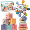 thumbnail image 1 of Monederos Montessori Toys SpringFlower 3 en 1 con forma de sonajero para bebés, 1 of 8