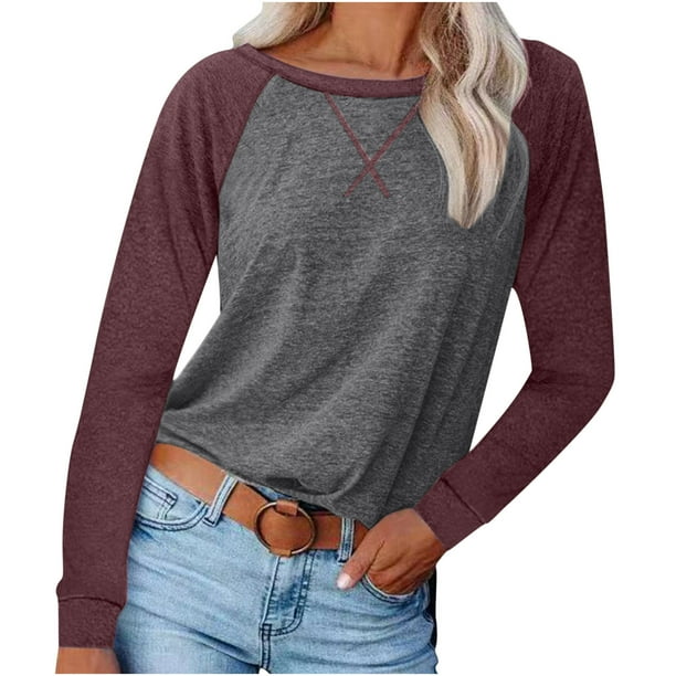 Tops para mujer Camisas Blusas Elegantes Camisas casuales de manga larga Jersey de moda Soild Cómoda blusa de cuello redondo Odeerbi ODB-5