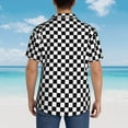 thumbnail image 6 of Checkerboard-Black & White Hawaiian Shirts For Men, Summer Short-Sleeve Relaxed-Fit Button-Down Shirts Large, 6 of 9
