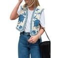 thumbnail image 6 of KelaJuan Women Vest, Sleeveless Open Front Embroidery Flower Outwear Gilet for Casual Street, 6 of 7