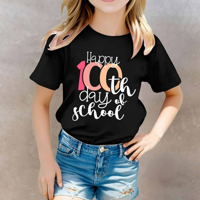 Hauts pour Filles T-Shirts pour Enfants - T-Shirt Imprimé Ludique Col Rond Manches Courtes pour Garçons et Filles - Confortable pour un Usage Quotidien