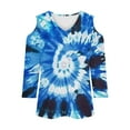 thumbnail image 4 of hxobax Womens Tie Dye Tee Shirts Sexy Cold Shoulder 3/4 Sleeve Tunic Basic Tshirt Summer Tops Blouse, 4 of 5